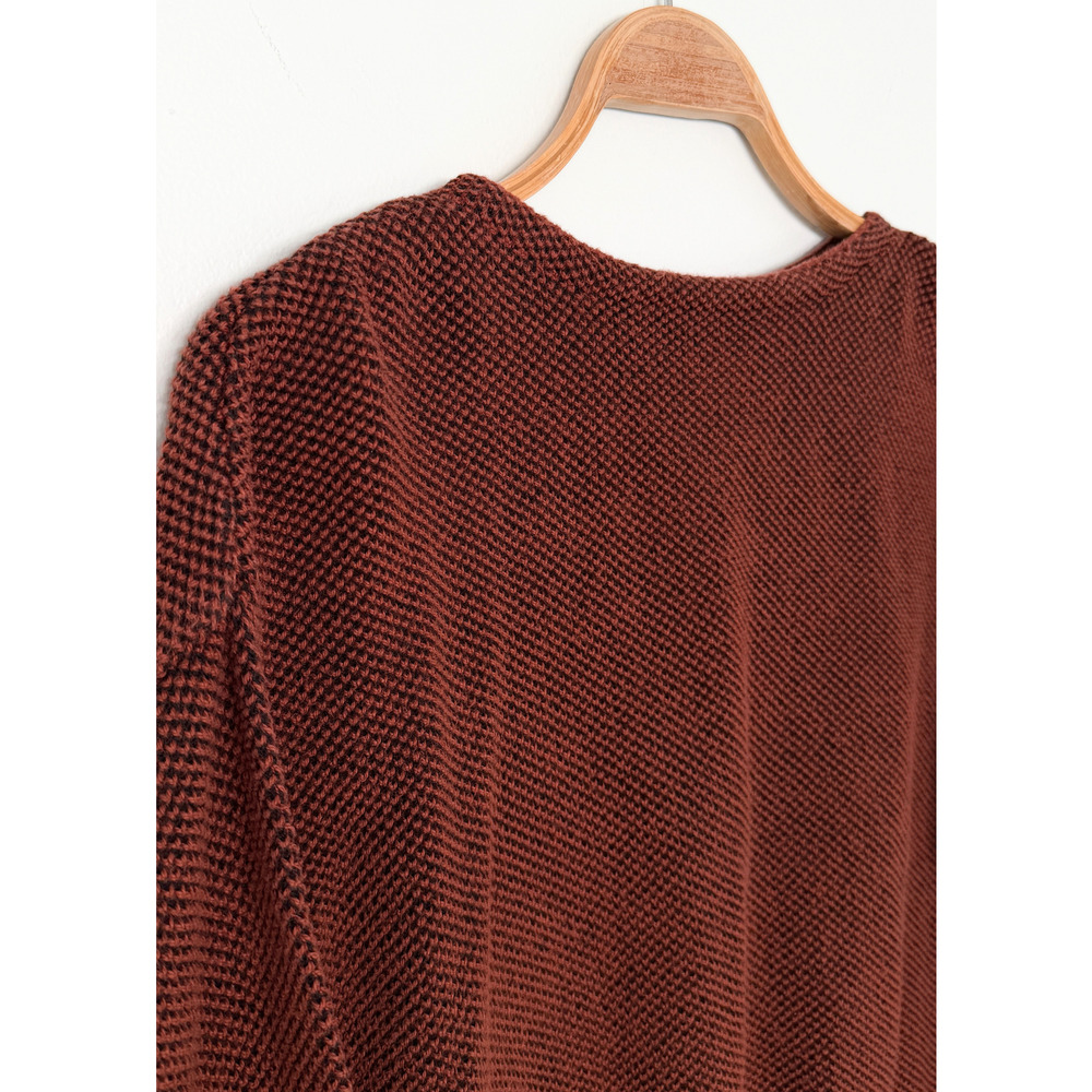 Chris Triola Rust Orange 100% Cotton Textured Hand Made Boatneck Pullover Top - Picture 2 of 9
